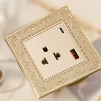 Placca Elettrica Decorata Dorata Presa Elettrica da Parete per Hotel