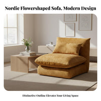 Adjustable Flower Lounger Nordic Design Theme Adjustable Padded Lounger Converts to Becomed Ergonomic Design for Teens, Balcony