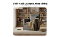 Wabi-Sabi Design Highrear Accent Chair Japanese design Upholstered Armchair Removable and creclineable Cover Single Sofa Minimalist Aesthetic for Guesthouse Owners, Homeowners, Book Lovers, perusing corner, Bedroom, Home Office