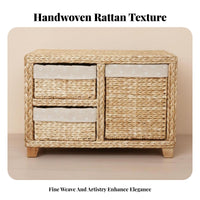 Woven Basket Drawer Cabinet Handwoven Household Storage space-saving for Homeowners