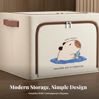 Foldable Fabric Box with view panel Large Capacity Household Storage Side Handles