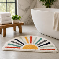 Semicircular Bath Mat Faux Cashmere Semi-Circular Bath Mat Dot Backing