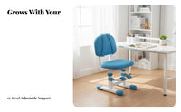 Adjustable child's Desk Chair Breathable Cushion Study Seat Integrated Footrest