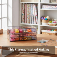 Clear Multi-Drawer Bead Box Transparent Design Craft Organizer for Desktop, Home