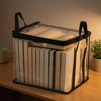 Foldable Book Storage Box Portable Book Storage Box Reinforced Handles