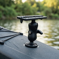 Adjustable Hydrographic Device Mount with Round Base Rotatable Kayak Bracket with Strap for Kayakers