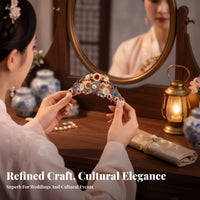 Traditional Chinese Attire Headdress Set Dangling Tassels Traditional Chinese Attire Hair Accessory Set Elegant Design Vitreous Enamel Look Design