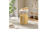 Moisture-Resistant Grain Storage Container with Lid Transparent Food Dispenser with Pouring Spout Airtight Food Storage Container with Lids Compact for Cabinet