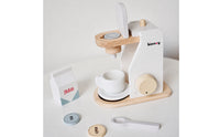 Kids Wooden Coffee Maker Toy Children's Toy Coffee Machine with Accessories Minimalist Pretend Kitchen Appliance with Accessories Smooth for Toddlers, Playroom