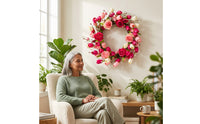 Silk Flower Wreath Spring-Style Artificial Floral Wreath Full-Bodied for Entry, Entryway