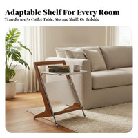 2-Tier Rolling Side Table With casters Magazine Rack Sturdy Construction