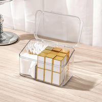 Triple-Compartment Cotton Swab and absorbent disc Holder Transparent Design for Dressing Table, Bedroom