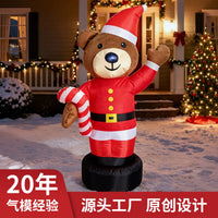 1.8m Inflatable Christmas Bear with Santa and Candy Cane for Outdoor Decoration