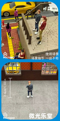 1/64微缩仿真人偶模型树脂涂装成品小人 打电话男玩具立体摆件