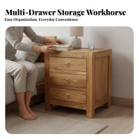 3-Drawer Nightstand Vintage and design Bedside Table adaptable Use for Study, Parents