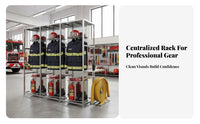Firefighter Gear Rack Fire Suit Storage Stand Rust-Resistant Rotating Equipment Rack for Firefighters, Emergency Services Personnel