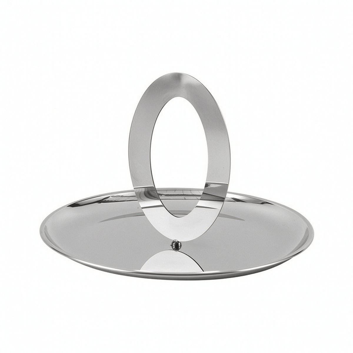 Fruit Tray with Handle Reflective Metal Fruit Dish Round for Tabletop