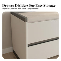 2-Drawer Storage Cabinet Minimalist Design Nightstand Rounded Corners for Office
