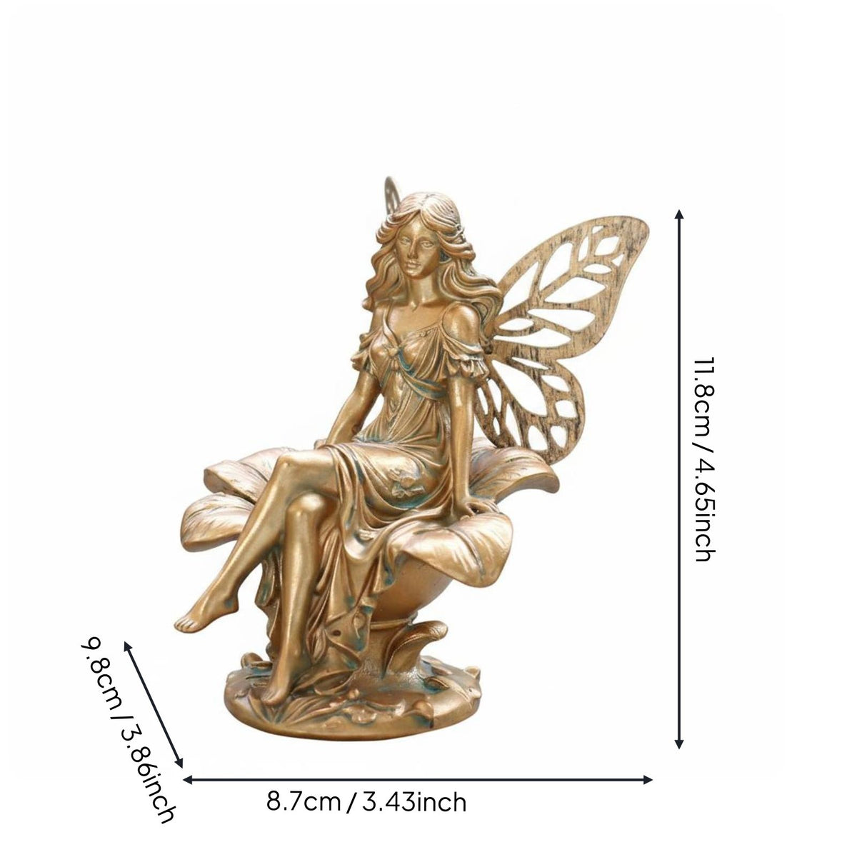 Fairy Sitting on Flower Ornament Resin Material Flower Fairy Statue for Balcony