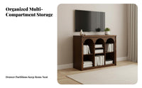 Retro design Curved Combination Cabinet Multi-Functional configurable Shelving Adjustable Shelves Home Furniture wire Management Holes for Design aficionados, Homeowners, Apartment Dwellers, Living Room, Entryway, Bedroom