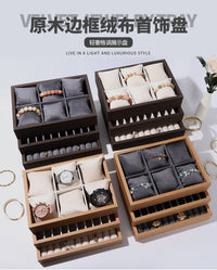 高质实木首饰盘戒指手镯手串手表盘珠宝饰品收纳盘摆摊陈列展示盘