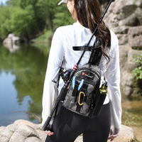 Fishing Bag Tackle Bag Bass Fishing Shoulder Bag Waterproof Oxford 18x8x30cm With Rod Holder