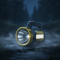 Portable Led Searchlight with Usb Output Large Capacity Rechargeable Flashlight with Handle Heavy-Duty Handheld Flashlight with Side Light High Lumen for Campers, Homeowners, Camping, Emergencies, Power Outages, Outdoor