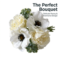 Artificial Peony Anemone Bouquet, Silk Flowers for Home Decor Wedding Party, Faux Peonies Realistic Petal Texture, 28cm Height Floral Arrangement