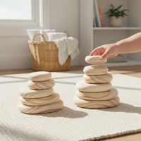 Early Learning Wooden Stacking Stones Polished Edges Rainbow Stacking Stones for Home, Preschool