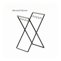 Stainless Steel Collapsible Trash Bag Holder Rack Iron Foldable Trash Bag Holder X-Shaped Frame Waste Container Wood Handle