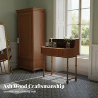 Single-Drawer Vanity with Round Mirror Space-Efficient Size Dressing Table Easy to Clean Multi-Functional for Women, Teens