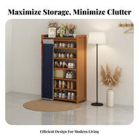 Shoe Shelf with Dust Curtain Space-Saving Multi-Tier Shoe Rack Dustproof Entryway Furniture for Students, Apartment Dwellers, Hallway, Bedroom, Closet