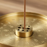 Multi-Functional 9 Hole Incense Stick Holder Detachable Design Brass Incense Plate Engraved Pattern Home Fragrance Accessory for Meditation Practitioners, Mindfulness Practice Enthusiasts, Tea Room, Spa
