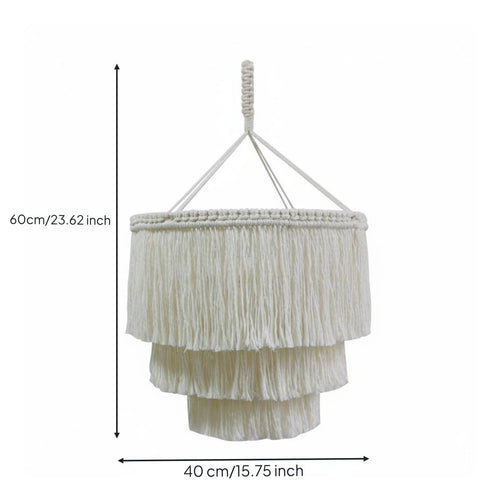 Boho Hanging Light Shade Bohemian Aesthetic Fringed Hanging Lamp Cover