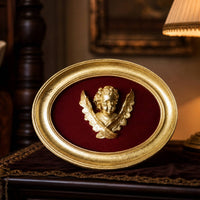 Oval Frame with Cherub Gold Toned Decor Decorative for Tabletop