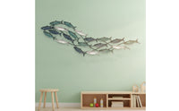 School of Fishes Wall Seascape artThemed 3D Metal Fishes Wall Art Coastal for Homeowners, Living Room, Entryway, Bedroom