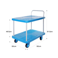 Two-Tier Hand Cart Reinforced Transport Gear Smooth Rolling Wheels