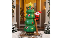 Quiet Inflatable Tree with Climbing Santa Easy to Inflate Christmas Tree with Santa Outdoor Yard Decoration Festive for Families, Lawn, Porch