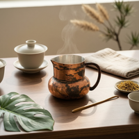 Copper Sharing Cup Bulbous Body Tin-Lined Copper Cup Artisanal Craftsmanship
