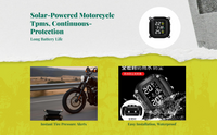 Motorcycle Tire Pressure Tracking System, cordless Solar TPMS, waterproof detector, instant display