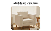 Japanese design Wood Frame Accent Chair Minimalist Design Upholstered Side Chair Thick Foam padding Single Sofa Easy Assembly for Interior Decorators, Homeowners, Book Lovers, Living Room, Bedroom, Reception Area, perusing corner