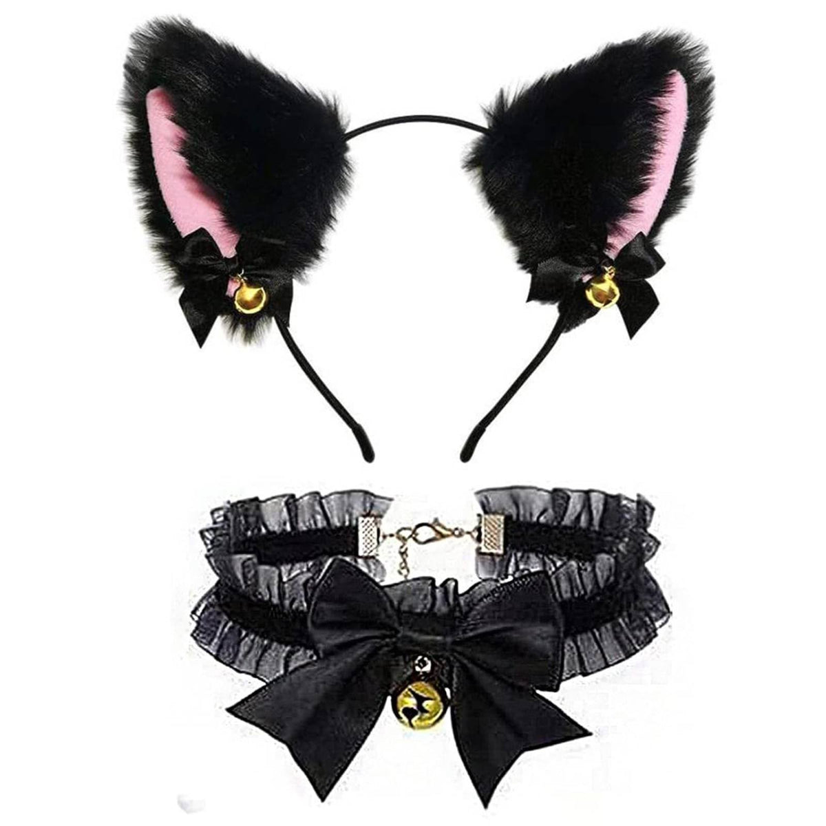 2 Pieces soft headpieces feline headpiece and jingle Collar Set Cute Design Costume Accessory Anime & design Hair Decoration universal size for Cosplayers, Party-Goers, Halloween, this seted Parties, Photo Shoots, Stage Performances