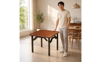 Carbon-Steel Frame Folding Square Game Table 18 Mm Thick Top Folding Game Table Rounded Edges Home Furniture Walnut Finish