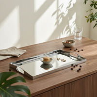 Stainless Steel serving Tray Mirrored Tray with Handles Mirror Finish for Coffee Table