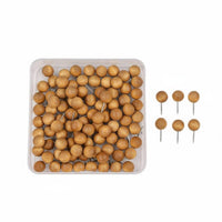 Natural Wood Pushpin Kit Multi-Purpose Decorative Map Tacks With Storage Box
