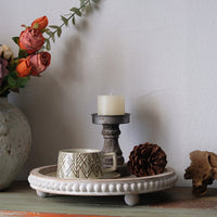 French Vintage Wooden Bead Tray Round Storage Tray