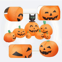 Lighted Inflatable with Black Cat and Pumpkin Inflate Inflatable Cat with Pumpkins Illuminated Halloween Decoration Self-Inflating for Lawn, Garden