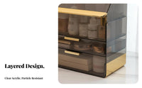 Desktop Makeup Case with Drawers Transparent View Cosmetic Organizer for Bedroom