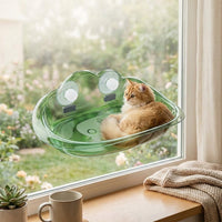 Hanging Cat Bed with Suction Cup Cat Bed Mount, Dome Shaped Indoor Cat Hammock for Window, Sunbathing Perch for Lounging, 500*305*200mm Size