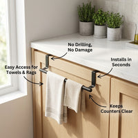 Waterproof Stainless Steel Paper Towel Holder for Kitchen and Small Spaces, Retractable Wall Mounted with Hanging Hook